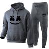 Комплект из худи с лицом Marshmello и штанов-джоггеров, унисекс, оверсайз, повседневный, зимний спортивный костюм