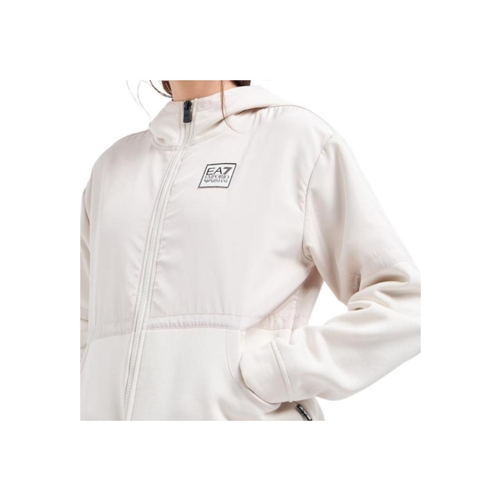 Emporio Armani EA7 FW24 Свободная толстовка с капюшоном на молнии с длинным рукавом Женская толстовка Светло-серый 6DTM32-TJZUZ-1120