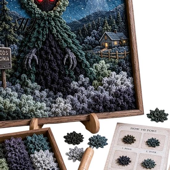 Уникальные поделки для домашнего декора 3D DIY Набор для протыкания ткани (Poke Art), Креативный набор для ручного творчества, Фантастический лес Хобби для снятия стресса Животные Прессование