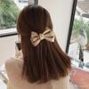 Girls Solid Color Duckbill Clips PU Leather Hair Clips Bow Hairpin Spring Clips Headwear