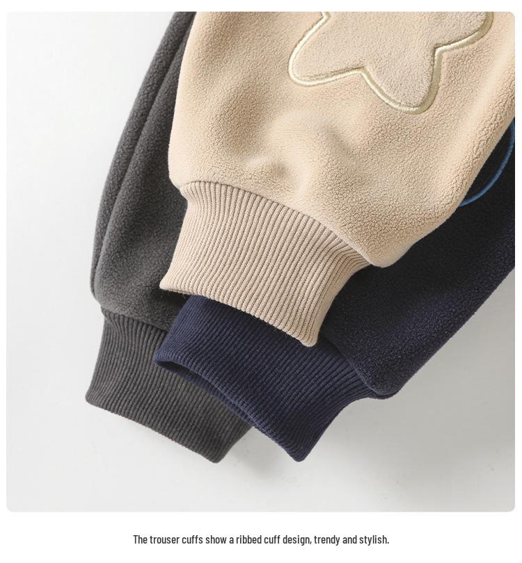 Детский флисовый комплект с капюшоном и штанами Kaka Panda - Зимнее тепло для мальчиков и девочек