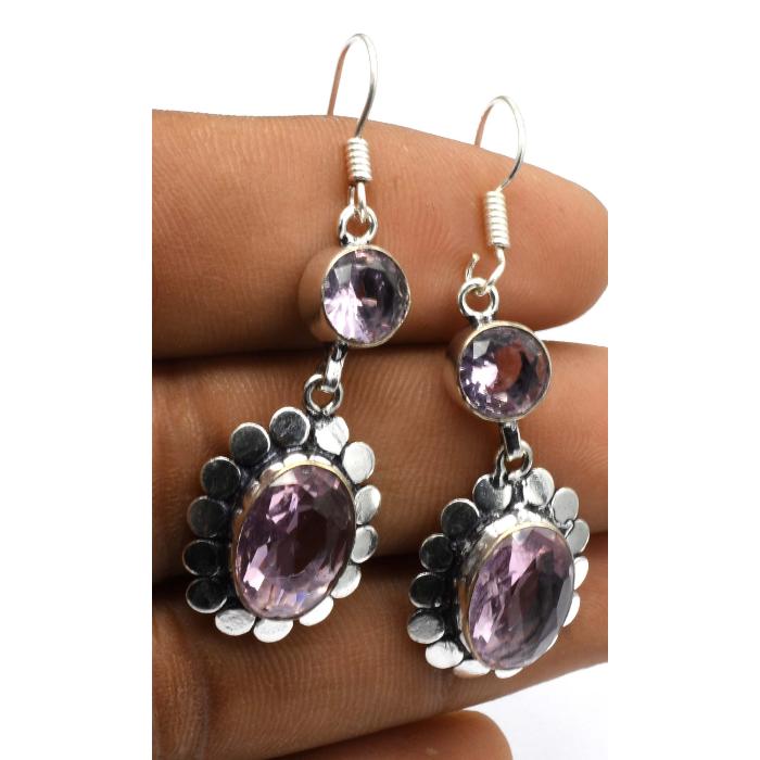 Amethyst Gemstone Ethnic Handmade Drop Dengle Earring Jewelry ER 098