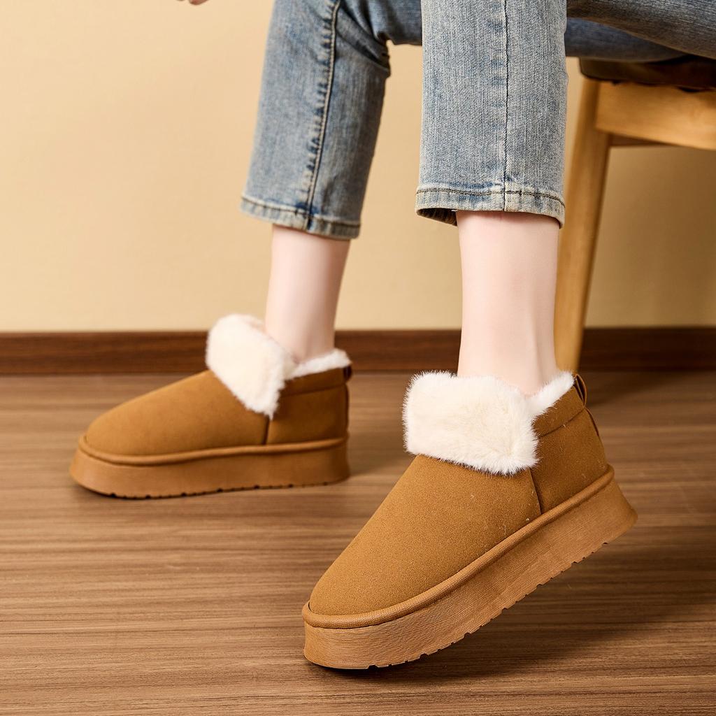 Теплые домашние хлопковые туфли для осени и зимы, нескользящие хлопковые тапочки для дома, плюшевые ботильоны на толстой подошве для улицы