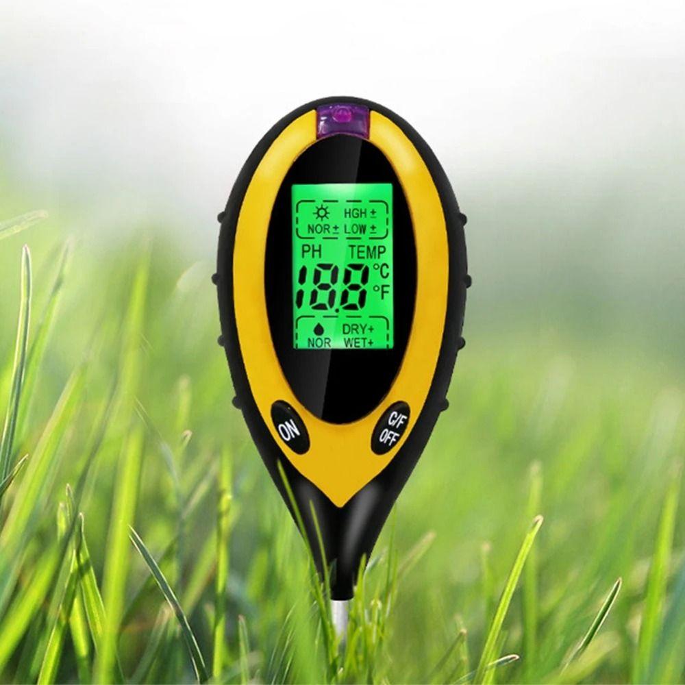 4 in 1 Soil Tester LCD Screen Soil Thermometer Soil Survey Instrument  For Garden Lawn Farming