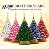 Winter Holiday Party Favors 5 Pcs 2D Flat 250 Anniversary USA Christmas Tree Ornament, Year Indoor Outdoor Decor of America 1776-2026 Acrylic