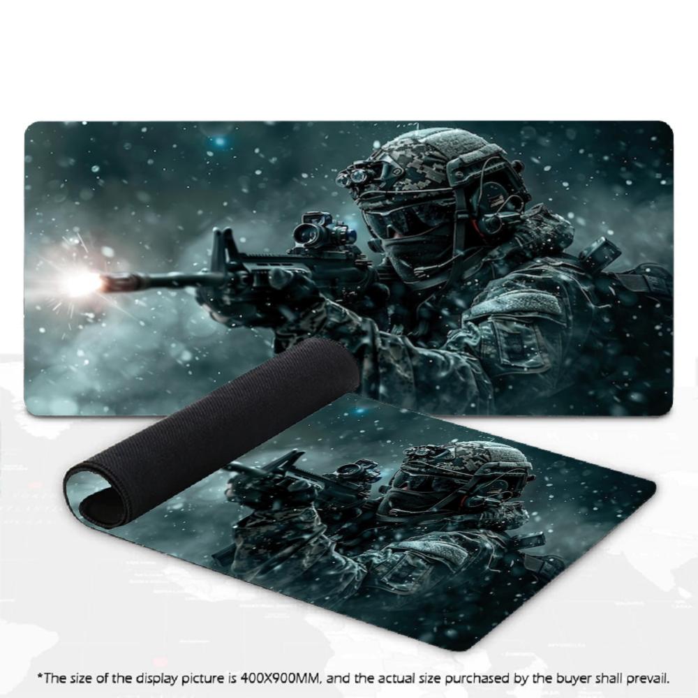 XXL Large Tactical Soldier Gaming Mouse Pad Non-Slip Rubber Base Desk Mat Overlock Edge Keyboard Pad for PC Gamer Office Work