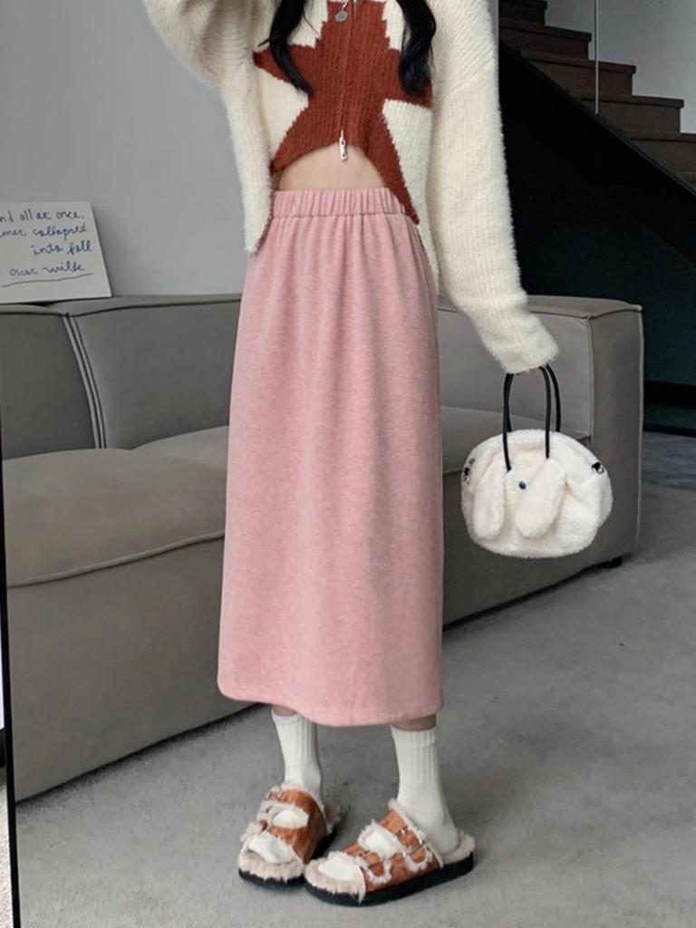 Женская вельветовая юбка А-силуэта с высокой посадкой - Приталенный крой, стильный корейский дизайн для осени/зимы 2023