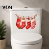 Indoor Outdoor Festive Wall Art Christmas Stocking Toilet Stickers, Waterproof PVC Bathroom Decals for Holiday Home Glass Door Stickers Decoration,
