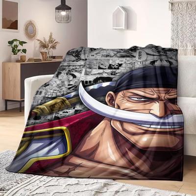 Плед с принтом из аниме OnePiece Теплый Уютный Фланелевый Плед Подходит для Спален, Диванов, Кроватей, Стульев, Пикников, Путешествий