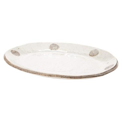 Mino Ware Белая овальная тарелка в горошек Карацу K52025