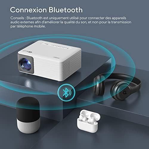 Vidéoprojecteur WiFi Bluetooth, AKIYO Mini Projecteur Portable avec Trépied, 720P Natif Supportée 1080P Projecteur Video Home Cinéma