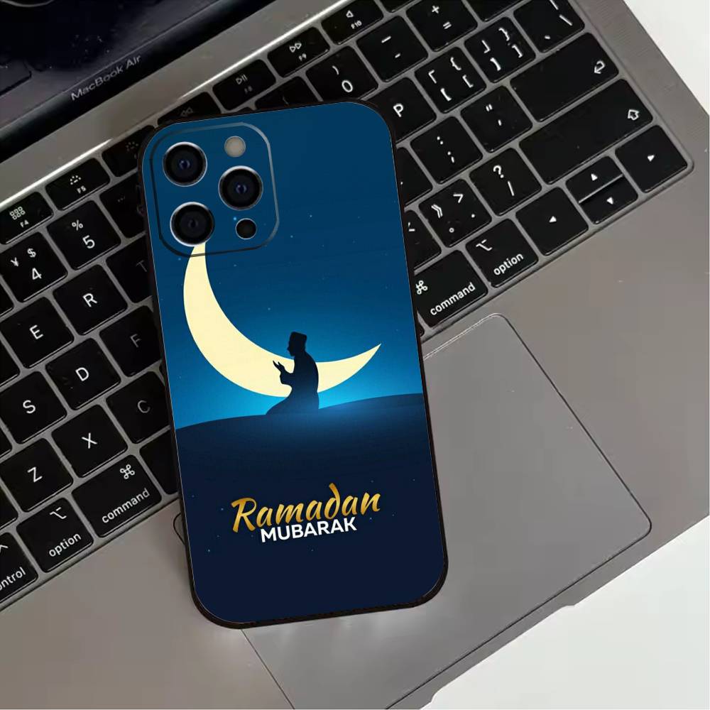 Eid Mubarak Ramadan Kareem Phone Case For iPhone 17,16,15,14,13,12,11 Plus,Pro Max,XS,Soft Silicone Black Cover