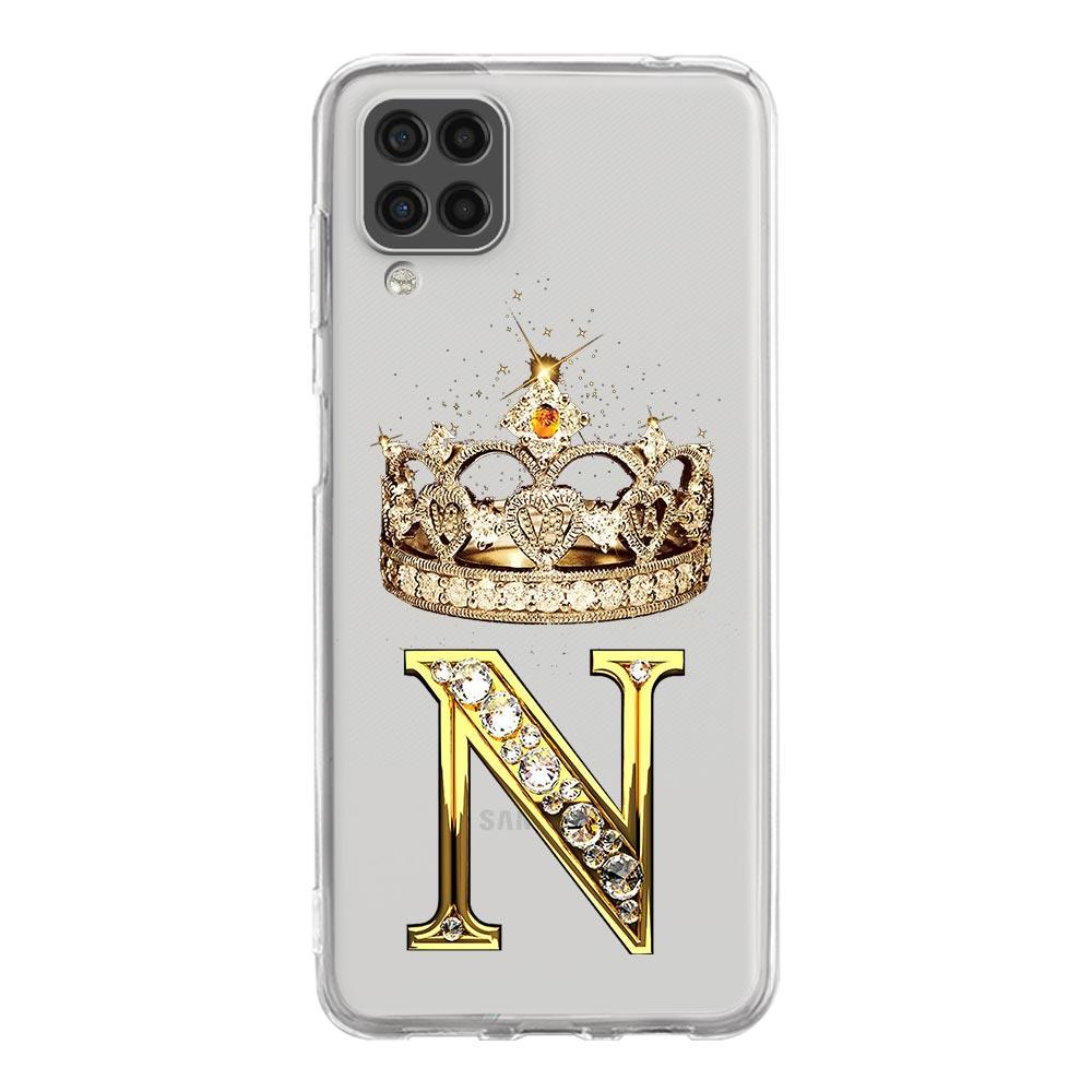Чехол для телефона Samsung A13 A33 A35 A55 A73 A53 A23 A51 A71 A21S A12 A31 A41 A05s A03S A15 A25 A32 5G Алмазная Корона 26 Букв