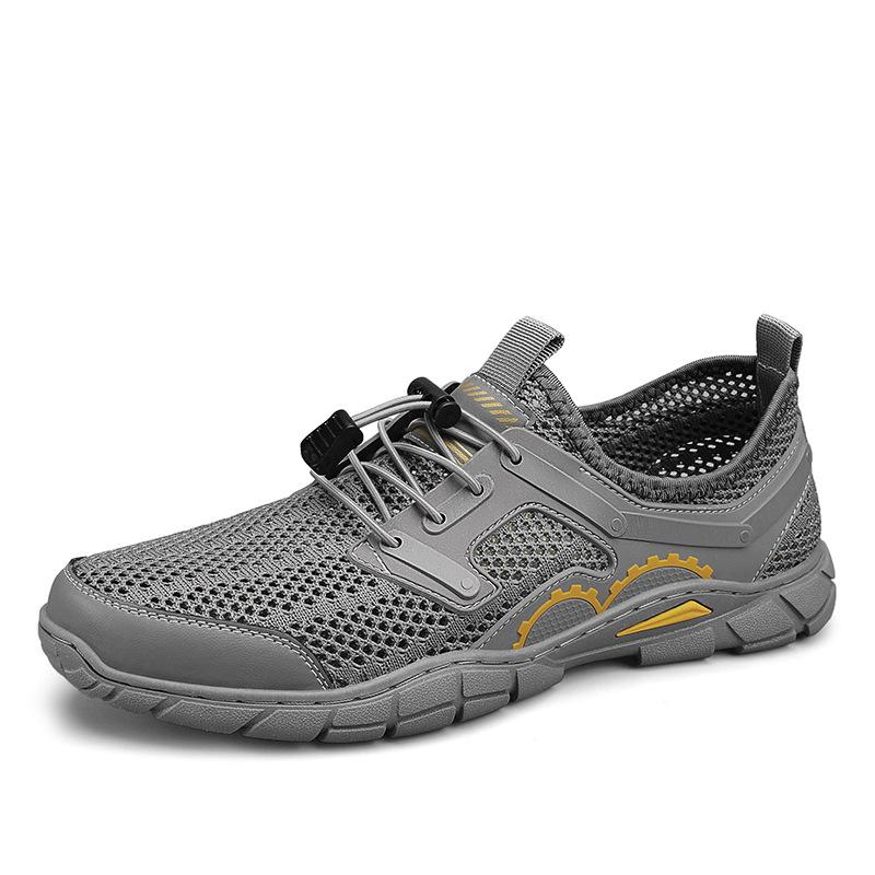 Обувь с сетчатой поверхностью, мужская летняя дышащая тонкая мужская обувь для спорта на открытом воздухе и повседневная обувь с полой сетчатой поверхностью, мягкая подошва для путешествий и походов