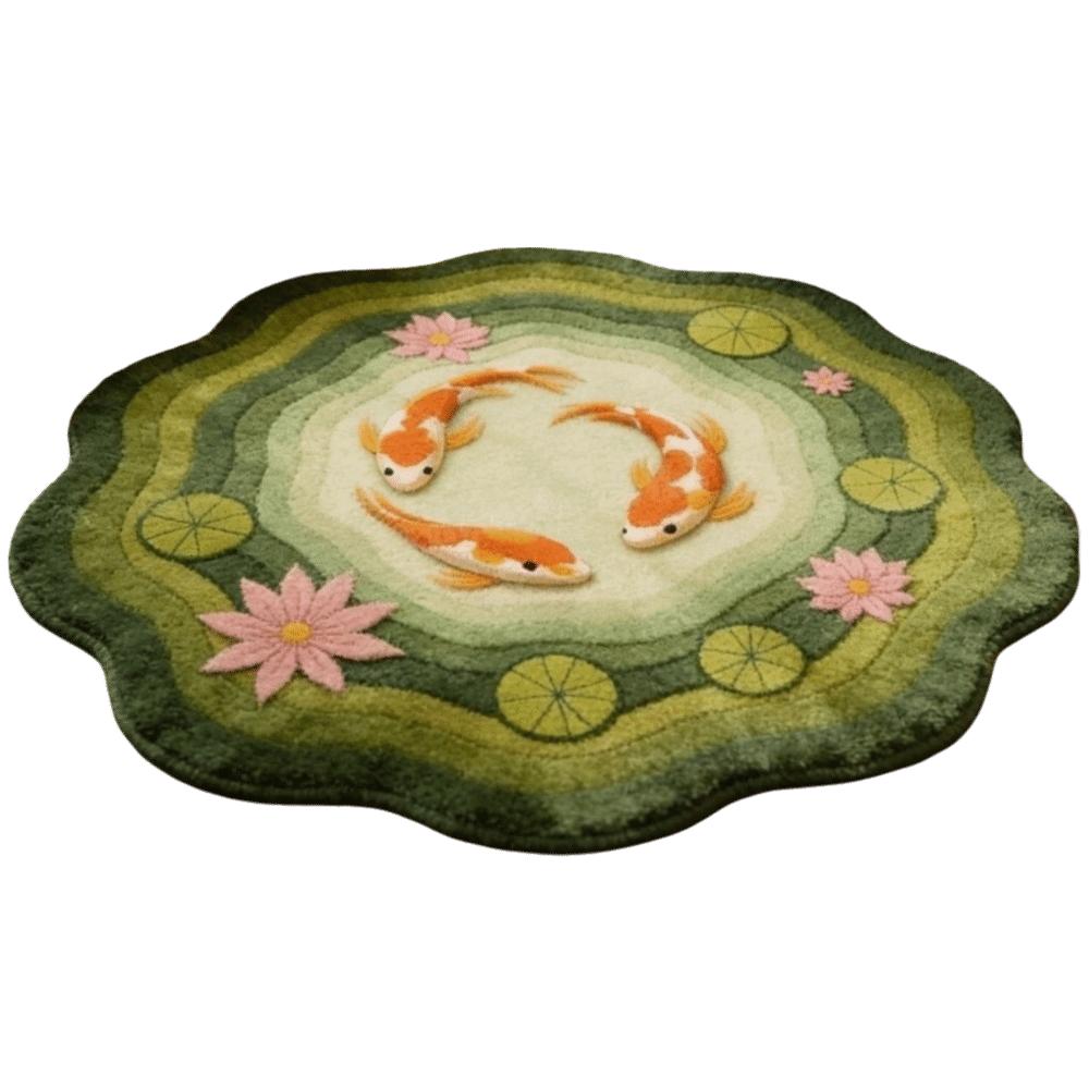 Imitation Cashmere Koi Pond Carpet Carp Print Irregular Floor Mat Lotus Rugs Bedroom Decor