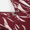 High Street Sexy Babes Chic Beauty Back Camisoles American Style PU Glossy Backless Cropped Trim Tops Fashion V-neck Red Vest