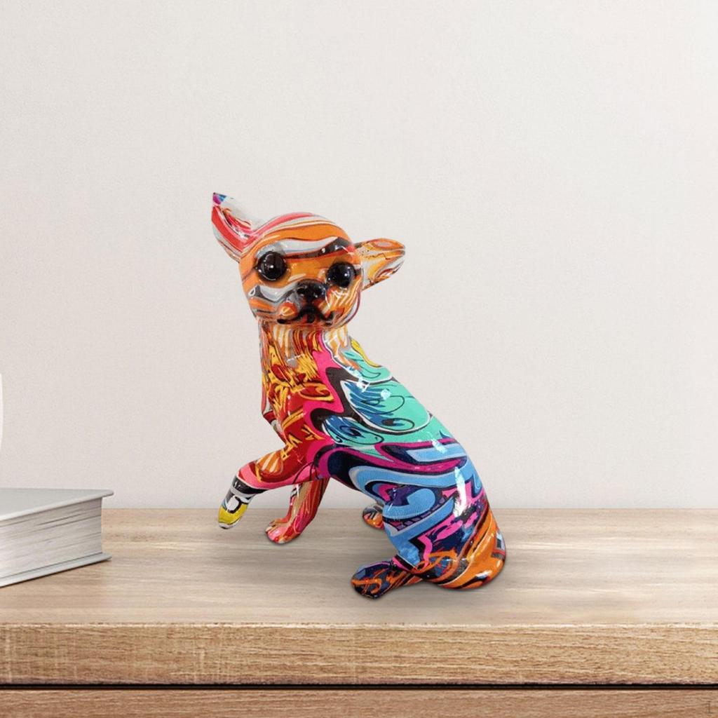 Красочная скульптура чихуахуа - Современное произведение искусства для домашнего декора