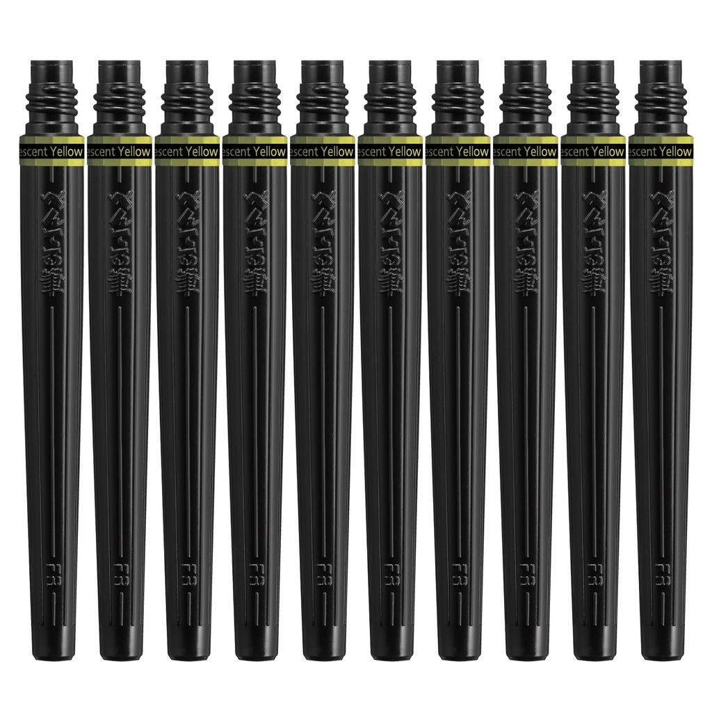 Pentel Art Brush Color Brush Pen Fluorescent Cartridge, Yellow, 10-pack, XFRLP-303