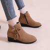 Fashion 2024 New Shoes Female Side Zip Women's Boots Spring Autumn Round Toe Solid Short Barrel Wedge Fashion Boots Zapatos De Mujer
