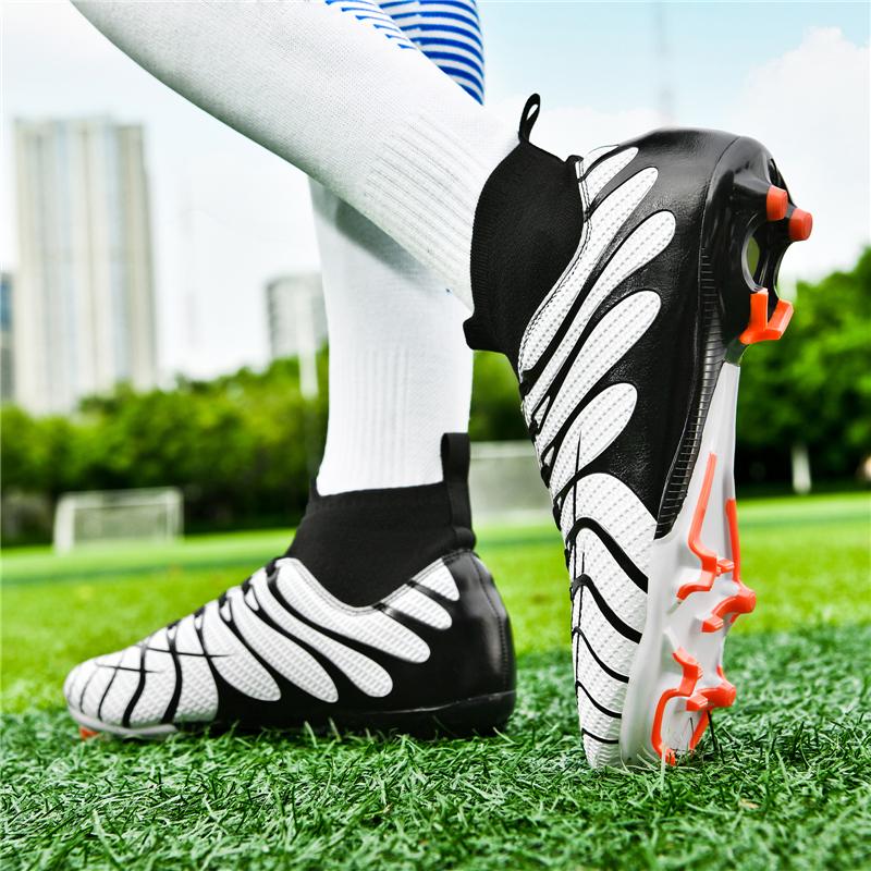 HOHO FAIR Soccer Shoes Large Size 35-45 Men's/Children's High-top Long-nailed Outdoor Anti-slip Football Boots