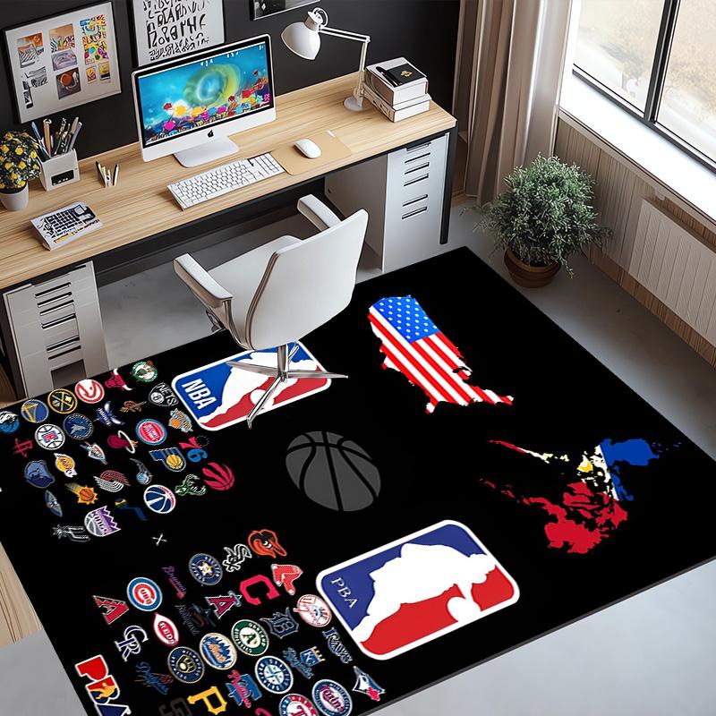 NBA Pattern Rug, Indoor/Outdoor Mat, for Picnic, Gameroom, Bedroom, Office, Living Room, Home Decor Carpet, Birthday Gift