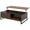 Side Table with Lift Function, Hidden Storage Compartment, Walnut Wood Look, Steel Frame, 102 x 58 x 35.5 cm