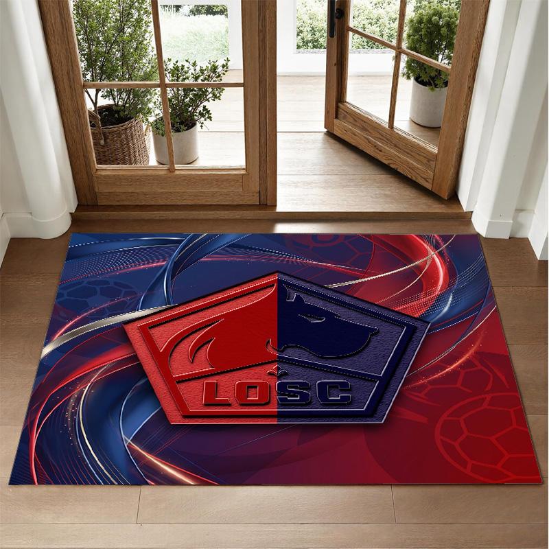 LOSC Lille FC Design Crystal Velvet Rug Soft Decorative Mat for Bedroom Entrance