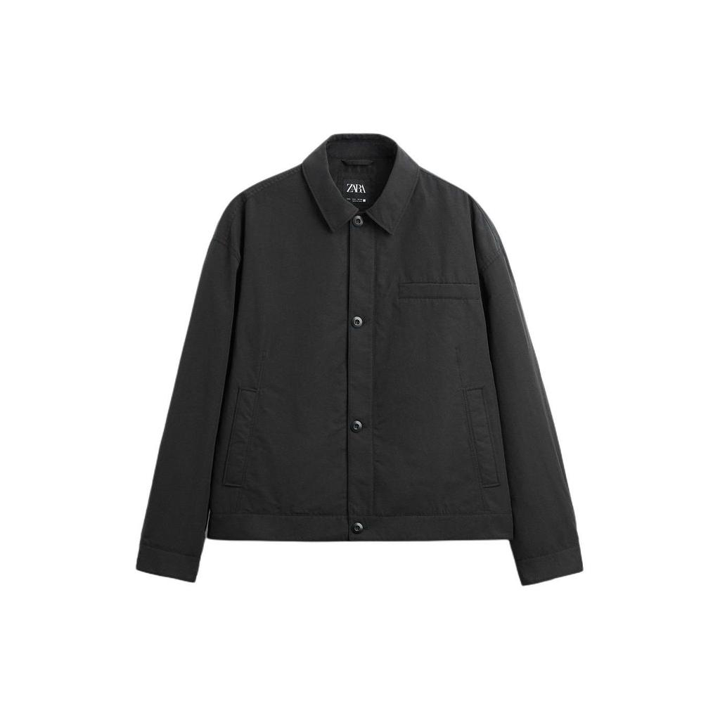Zara Ss24 Year Of The Dragon Limited Edition Solid Color Single-Breasted Lapel Long Sleeve Cotton Coat Men Coats Black 5320415-800