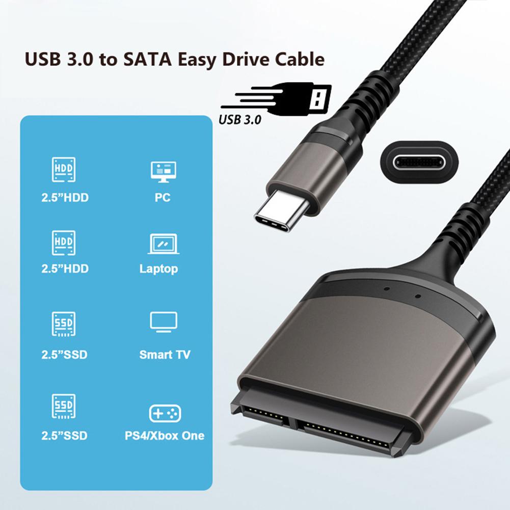 23 см USB 3.0/Type C на SATA Кабель-адаптер 7+15/22 Pin Компьютерный разъем Алюминиевый корпус Внешний конвертер для 2,5-дюймовых SSD HDD