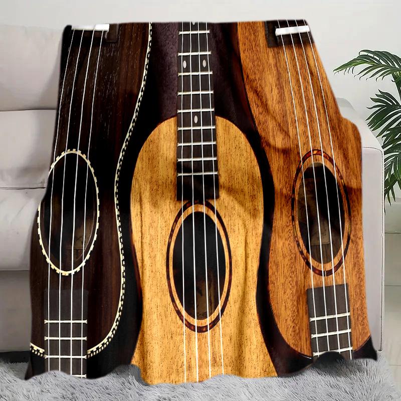 Guitar Print Blanket Soft Comfortable All Seasons Suitable Sofa Office Nap Travel Birthday Gift Christmas Present