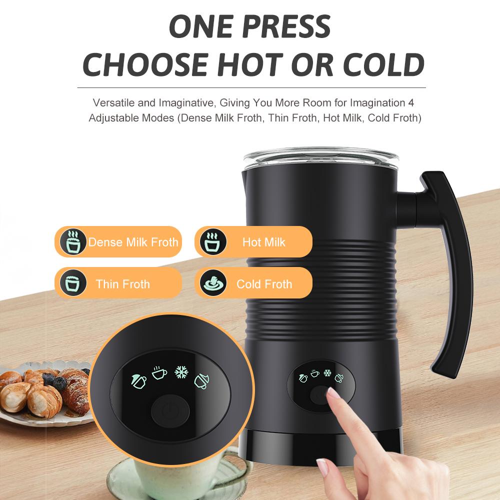 Вспениватель молока 4 в 1 Пеногенератор для горячей и холодной воды, 400 Вт, нержавеющая сталь, антипригарное покрытие, 11,84 унций/350 мл