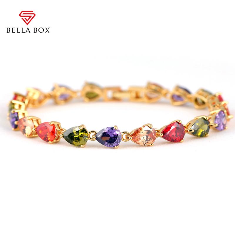BELLA BOX Роскошные женские браслеты с разноцветными цирконами, ювелирные изделия на годовщину помолвки