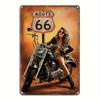 Винтажный металлический настенный знак Route 66 с изображением мотоцикла Ретро-жестяная табличка с дизайном классического чоппера 1181 дюйма Идеально для общежития Ba