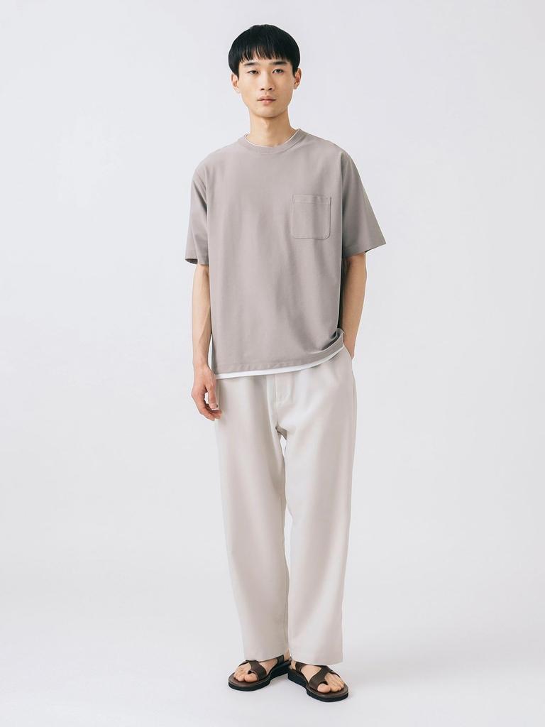 Beams Heart Men's Moisture-Wicking, Quick-Drying Ankle-Wide Easy Pants, Natural, Size S, 42230106147