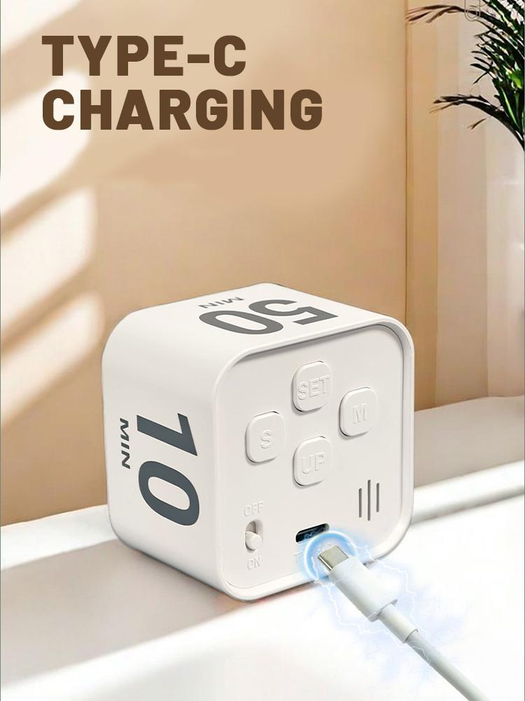 Шестигранный визуальный флип-таймер для детей Цифровой таймер для учебы Помодоро Таймеры для приготовления пищи Бесшумный отсчет времени Магнитный Умный таймер для продуктивности Кухонное время