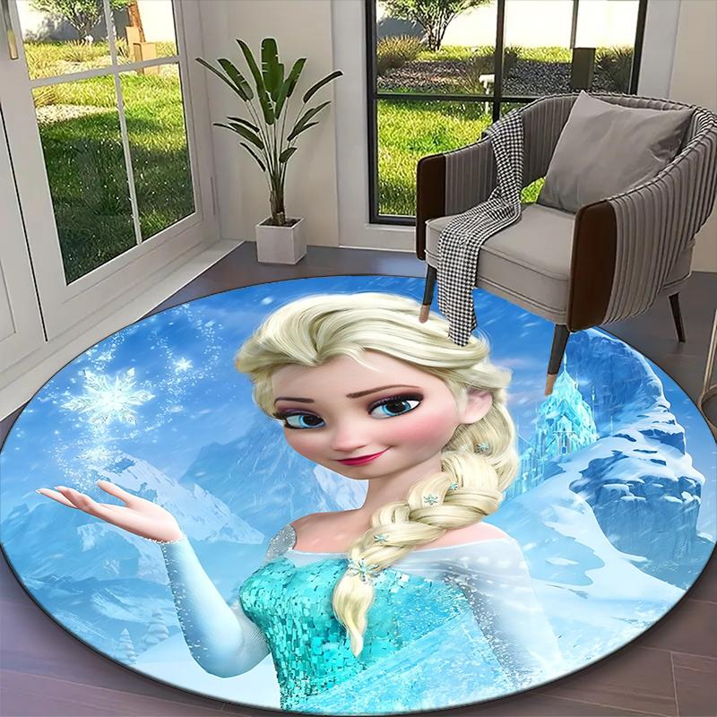 [Frozen Olaf Printed Carpet] Non-slip Office Rug, Cozy Round Carprt for Living Room Use, Soft Home Sofa Chair Mat