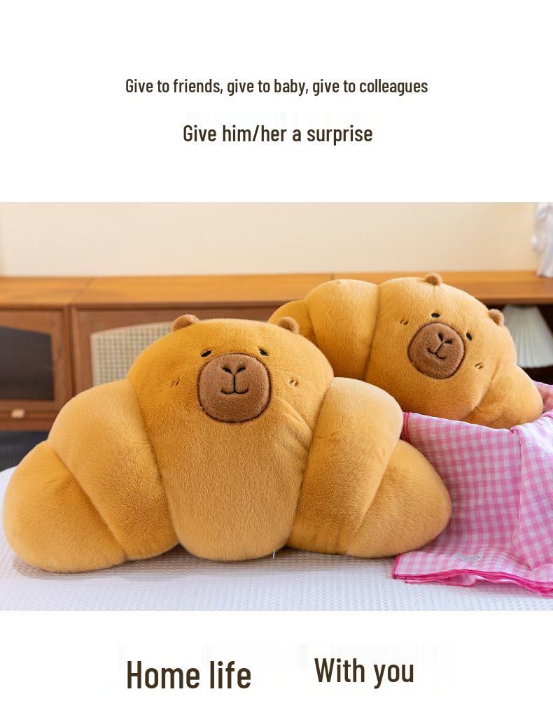 Трендовая капибара круассан плюшевая подушка кукла серия