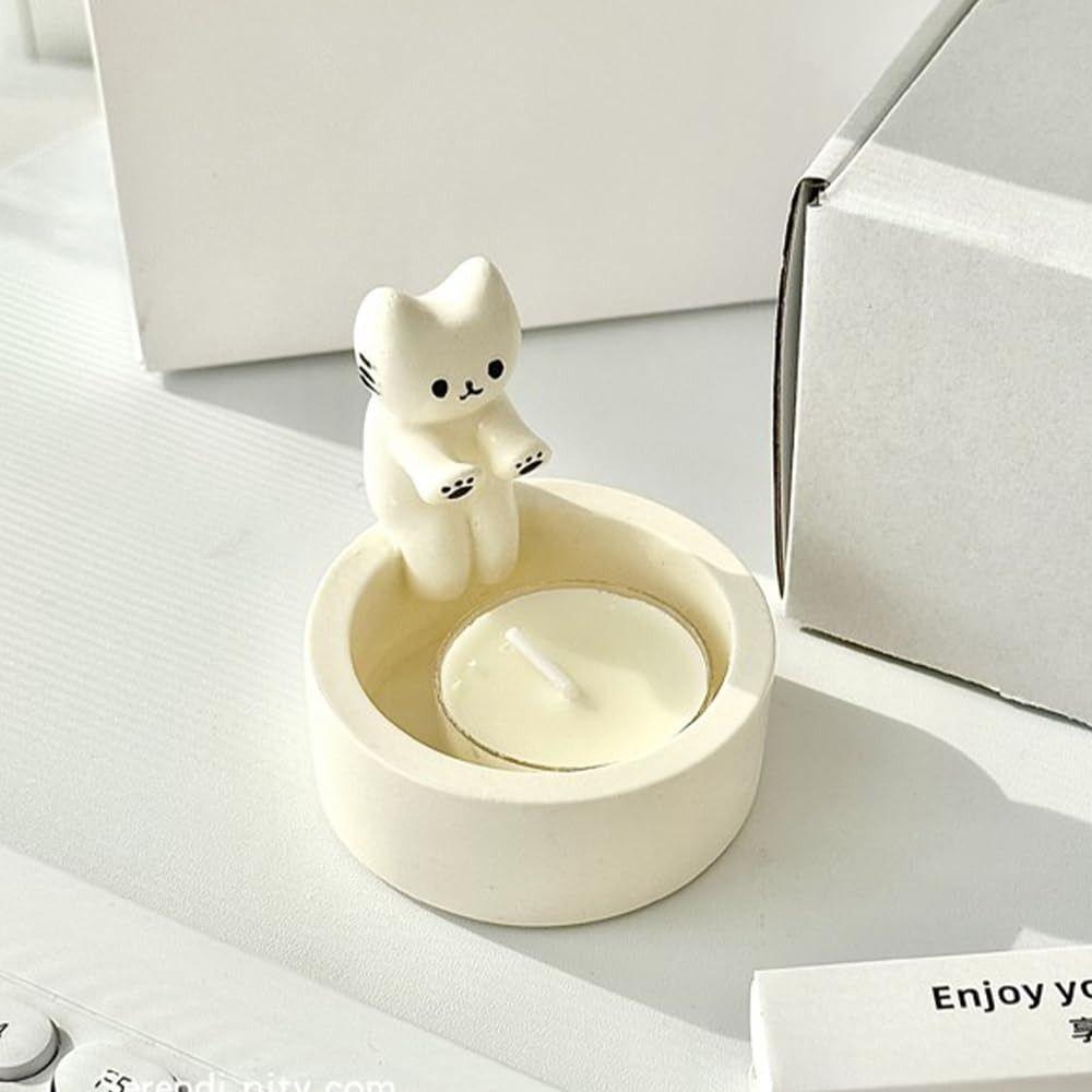 Resin Cartoon Kitten Candle Holder Scented Light Holder Cat Aromatherapy Candle Holder