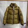 Mens Winter Hooded Stand Collar Quilted Puffer Jacket With Patch Badge Loose Fit Cotton-Filled Warm Coat