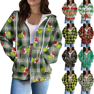 Женская повседневная модная толстовка с длинным рукавом, на молнии, с принтом и капюшоном