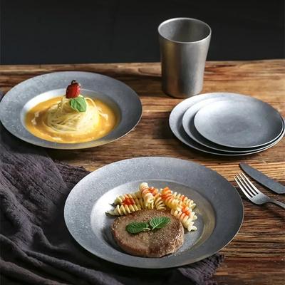Nordic Vintage нержавеющая сталь стейк обеденные тарелки закуски фрукты десерт овощи мелкая тарелка столовые приборы барбекю пикник блюдо столовая посуда