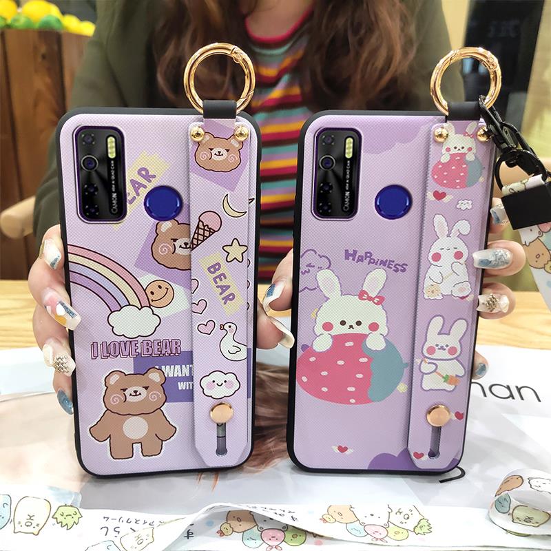 Cute Ring Phone Case For Tecno Camon15/15Air/16S/KD7H/CD6/CD7/Spark5/5Pro Anti-dust Back Cover Wristband Phone Holder
