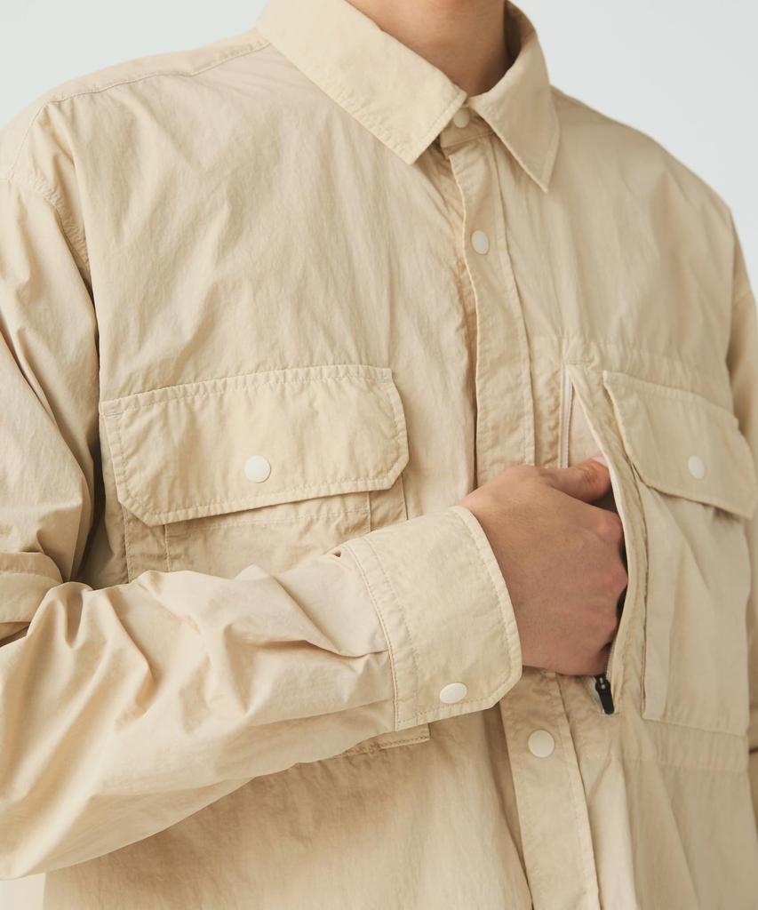 Snow Peak Garment Dyed Convertible Shirt Long and XL SH-25AU002, Sleeve, Men's Women's, IVORY,