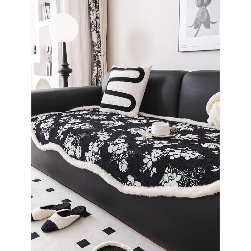 French Entry Lux Sofa Seat Cushions Irregular Shaped Cover Chenille Four Seasons Universal Non-Slip Velvet Feeling Cover Towel
