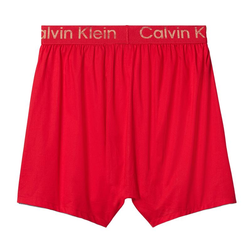 Calvin Klein Жаккардовый пояс, хлопковые свободные домашние шорты, трусы-боксеры, мужское нижнее белье, цвет красный, 40352MF