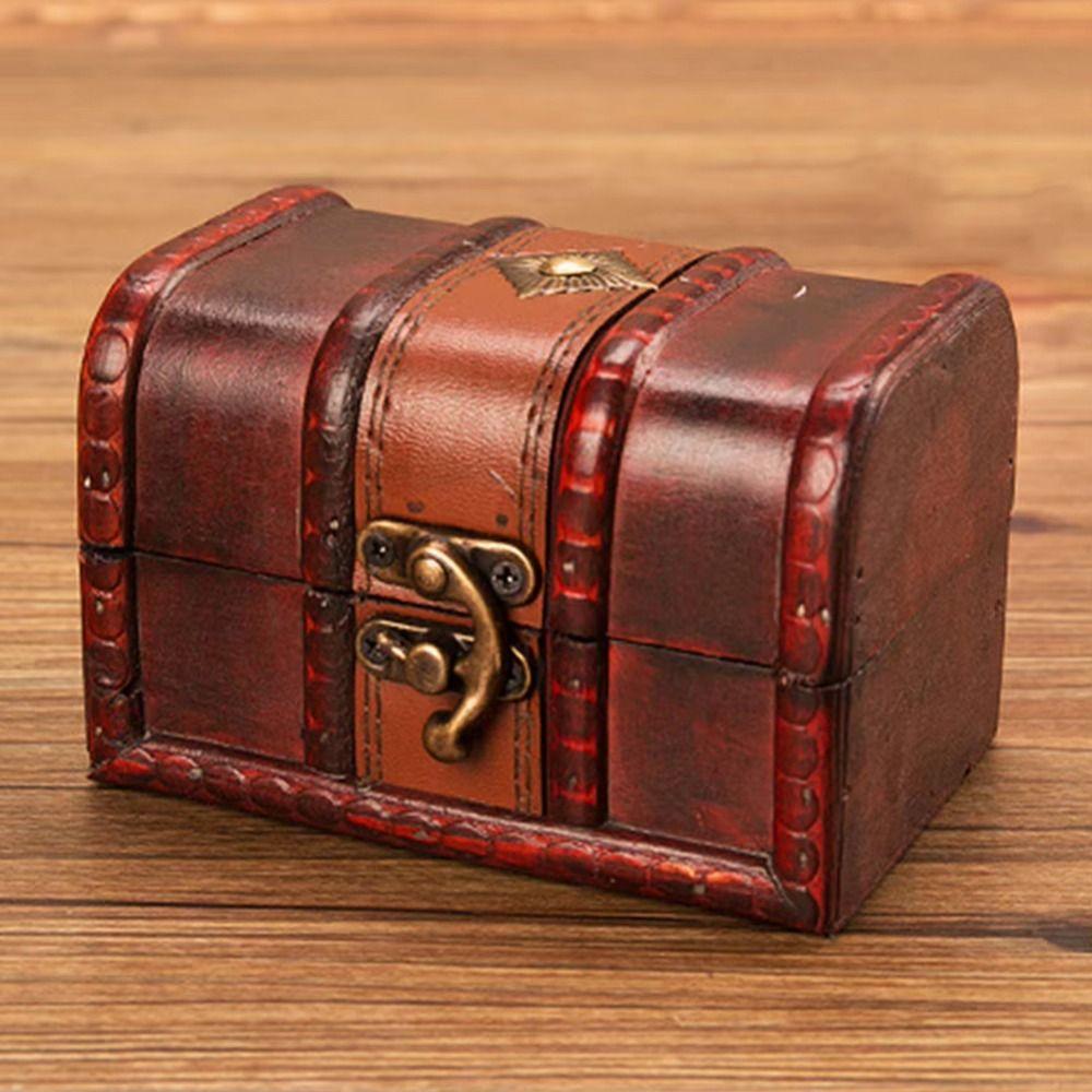 Vintage Treasure Chest Wooden Jewelry Box Antique Jewelry Storage Box  Packaging Box
