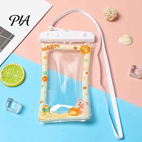 Snorkeling Phone Holder Cute Waterproof Pouch with Floating Airbag And Lanyard, Clear PVC Cellphone Dry Bag for Swimming Beach Underwater Photography