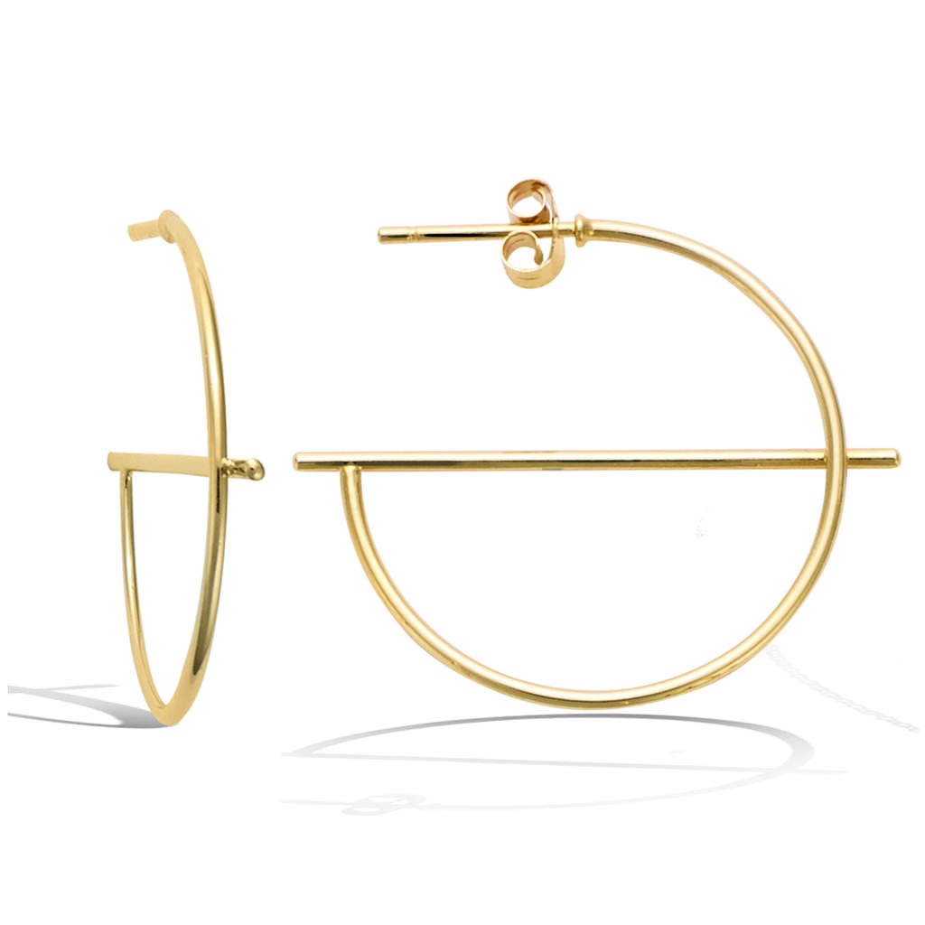 Les Trésors De Lily [R2589] - Gold Plated Hoop Earrings 'Choréographie' - 30 Mm