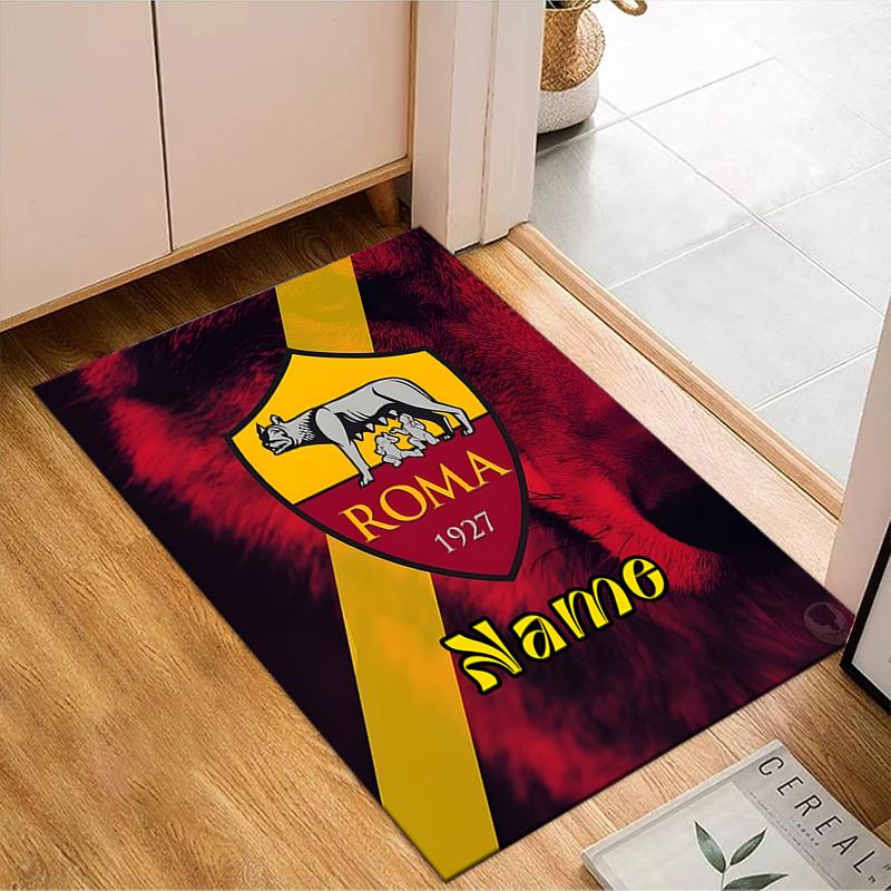 Custom Name Roma Football Crest Emblem Rug Game Carpet, Floor Mat for Bedroom Living Room Entryway Rug, Home Decor Idea Gift for Christmas birthday