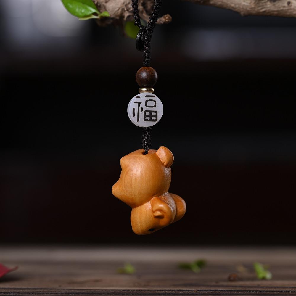 Chinese Zodiac Carving Twelve Zodiac Keychain Wooden Wood Little Animal Keychain  New Year Gift